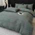 Lenjerie de Pat Damasc Premium, 6 Piese, 100% Bumbac, Cearșaf cu Elastic, Gri Antracit, LDS-047