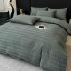 Lenjerie de Pat Damasc Premium, 6 Piese, 100% Bumbac, Cearșaf cu Elastic, Gri Antracit, LDS-047 Lenjerii Damasc 6 piese cu Cearsaf cu ELASTIC