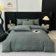 Lenjerie de Pat Damasc Premium, 6 Piese, 100% Bumbac, Cearșaf cu Elastic, Gri Antracit, LDS-047 Lenjerii Damasc 6 piese cu Cearsaf cu ELASTIC