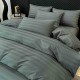 Lenjerie de Pat Damasc Premium, 6 Piese, 100% Bumbac, Cearșaf cu Elastic, Gri Antracit, LDS-047 Lenjerii Damasc 6 piese cu Cearsaf cu ELASTIC