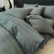 Lenjerie de Pat Damasc Premium, 6 Piese, 100% Bumbac, Cearșaf cu Elastic, Gri Antracit, LDS-047 Lenjerii Damasc 6 piese cu Cearsaf cu ELASTIC
