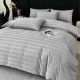 Lenjerie de Pat Damasc Premium, 6 Piese, 100% Bumbac, Cearșaf cu Elastic, Gri Deschis, LDS-055 Lenjerii Damasc 6 piese cu Cearsaf cu ELASTIC