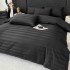 Lenjerie de Pat Damasc Premium, 6 Piese, 100% Bumbac, Cearșaf cu Elastic, Negru, LDS-078