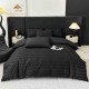 Lenjerie de Pat Damasc Premium, 6 Piese, 100% Bumbac, Cearșaf cu Elastic, Negru, LDS-078 Lenjerii Damasc 6 piese cu Cearsaf cu ELASTIC