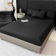 Lenjerie de Pat Damasc Premium, 6 Piese, 100% Bumbac, Cearșaf cu Elastic, Negru, LDS-078 Lenjerii Damasc 6 piese cu Cearsaf cu ELASTIC
