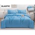 Set Lenjerie Pat Dublu Bumbac Satinat 4 Piese cu Cearșaf cu Elastic – Model Flori Albastre, LES-071