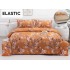 Set Lenjerie Pat Dublu Bumbac Satinat 4 Piese cu Cearșaf cu Elastic – Model Magnolie Portocalie, LES-072