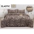 Set Lenjerie Pat Dublu Bumbac Satinat 4 Piese cu Cearșaf cu Elastic – Model Zebra Bej, LES-074