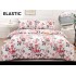 Set Lenjerie Pat Dublu Bumbac Satinat 4 Piese cu Cearșaf cu Elastic – Model Floral Roz, LES-075