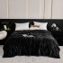 Pătură Pufoasă Cocolino Raiată 200x230 cm Negru – Catifelată și Confortabilă pentru Pat Dublu, PGC-005