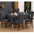 Set Față de Masă 180x220 cm și 6 Huse Elastice pentru Scaune Jacquard Gri Antracit – Model Floral Elegant, HCJ-051