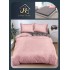 Lenjerie de Pat Dublu Bumbac Satinat Superior 4 Piese cu Cearșaf cu Elastic Roz Pudrat și Gri – Model Uni, LLE-009