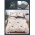 Lenjerie de Pat Dublu Bumbac Satinat Superior 4 Piese cu Cearșaf cu Elastic – Model Inimioare Bej & Gri, LLE-018