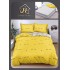 Lenjerie de Pat Dublu Bumbac Satinat Superior 4 Piese cu Cearșaf cu Elastic – Model Gene & Stele Galben, LLE-022