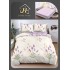 Lenjerie de Pat Dublu Bumbac Satinat Superior 4 Piese cu Cearșaf cu Elastic – Model Lavandă Mov pe Crem, LLE-029