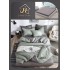 Lenjerie de Pat Dublu Bumbac Satinat Superior 4 Piese cu Cearșaf cu Elastic – Model Uni Verde Salvie și Gri, LLE-031