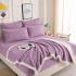 Set 6 Piese, Pătură cu Blăniță, Cearșaf cu Elastic și 4 Fețe de Pernă, Lila, SPH-009