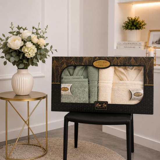 Set Cadou Baie 10 Piese pentru Cuplu – Halate de Baie și Prosoape Elegante, HBC-030 Halate de baie