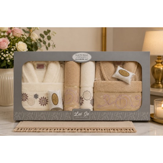 Set Cadou Baie 10 Piese pentru Cuplu – Halate de Baie și Prosoape Elegante, HBC-031 Halate de baie