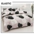 Set Lenjerie Pat Dublu Bumbac Satinat 4 Piese cu Cearșaf cu Elastic – Model Inimi Alb-Negru, LES-076