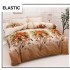 Set Lenjerie Pat Dublu Bumbac Satinat 4 Piese cu Cearșaf cu Elastic – Model Crini Portocalii, LES-077