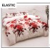 Set Lenjerie Pat Dublu Bumbac Satinat 4 Piese cu Cearșaf cu Elastic – Model Flori Roșii Elegance, LES-080