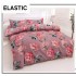 Set Lenjerie Pat Dublu Bumbac Satinat 4 Piese cu Cearșaf cu Elastic – Model Floral Roz Vintage, LES-084