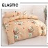Set Lenjerie Pat Dublu Bumbac Satinat 4 Piese cu Cearșaf cu Elastic – Model Flori Albe pe Fundal Bej, LES-086