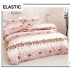 Set Lenjerie Pat Dublu Bumbac Satinat 4 Piese cu Cearșaf cu Elastic – Model Trandafiri Roz Vintage, LES-089