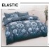 Set Lenjerie Pat Dublu Bumbac Satinat 4 Piese cu Cearșaf cu Elastic – Model Margarete Albe pe Fundal Gri, LES-092