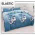 Set Lenjerie Pat Dublu Bumbac Satinat 4 Piese cu Cearșaf cu Elastic – Model Flori Albe și Fluturi Albaștri, LES-093
