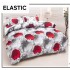 Set Lenjerie Pat Dublu Bumbac Satinat 4 Piese cu Cearșaf cu Elastic – Model Inimi Roșii 3D pe Fundal Gri, LES-094