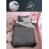 Lenjerie Bumbac Finet Superior 4 Piese Pat 1 Persoană cu Cearșaf cu Elastic – Model Triunghiuri, Gri Închis, YEM-003
