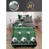 Lenjerie Bumbac Finet Superior 4 Piese Pat 1 Persoană cu Cearșaf cu Elastic – Model Fotbal, Verde-Gri, YEM-004