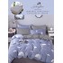 Lenjerie Bumbac Finet Superior 4 Piese Pat 1 Persoană cu Cearșaf cu Elastic – Model Norișori, Albastru Gri, YEM-009