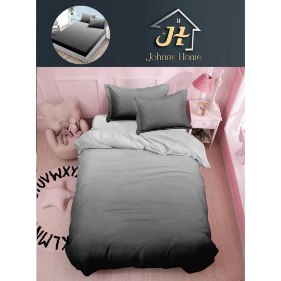 Lenjerie Bumbac Finet Superior 4 Piese Pat 1 Persoană cu Cearșaf cu Elastic – Model Degrade, Gri-Negru, YEM-011 Oferta Trio Mix 199