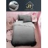 Lenjerie Bumbac Finet Superior 4 Piese Pat 1 Persoană cu Cearșaf cu Elastic – Model Degrade, Gri-Negru, YEM-011