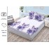 Cearșaf cu Elastic Bumbac Satinat 180x200 cm + 2 Fețe de Pernă – Model Trandafiri Mov și Fluturi, OHT-054