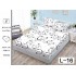 Cearșaf cu Elastic Bumbac Satinat 180x200 cm + 2 Fețe de Pernă – Model Floral Alb-Negru Elegant, OHT-064