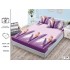 Cearșaf cu Elastic Bumbac Satinat 180x200 cm + 2 Fețe de Pernă – Model Pene Mov și Lila, OHT-088