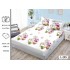 Cearșaf cu Elastic Bumbac Satinat 180x200 cm + 2 Fețe de Pernă – Model Orhidee Roz și Mov, OHT-089