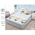 Cearșaf cu Elastic Bumbac Satinat 180x200 cm + 2 Fețe de Pernă – Model Floral Roz pe Fundal Gri Deschis, OHT-092