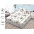 Cearșaf cu Elastic Bumbac Satinat 180x200 cm + 2 Fețe de Pernă – Model Oriental Alb cu Negru, OHT-094