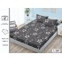 Cearșaf cu Elastic Bumbac Satinat 180x200 cm + 2 Fețe de Pernă – Model Stele Gri Antracit, OHT-066