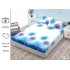 Cearșaf cu Elastic Bumbac Satinat 180x200 cm + 2 Fețe de Pernă – Model Păpădii Albastre și Mov, OHT-096