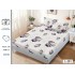 Cearșaf cu Elastic Bumbac Satinat 180x200 cm + 2 Fețe de Pernă – Model Floral Mov pe Fundal Crem, OHT-099