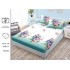 Cearșaf cu Elastic Bumbac Satinat 180x200 cm + 2 Fețe de Pernă – Model Fluturi Mov și Flori Roz Turcoaz, OHT-100