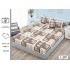 Cearșaf cu Elastic Bumbac Satinat 180x200 cm + 2 Fețe de Pernă – Model Geometric Bej, Maro și Negru, OHT-101