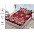 Cearșaf cu Elastic Bumbac Satinat 180x200 cm + 2 Fețe de Pernă – Model Floral Bordo Elegant, OHT-104