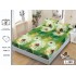 Cearșaf cu Elastic Bumbac Satinat 180x200 cm + 2 Fețe de Pernă – Model Păpădii Verzi, OHT-105
